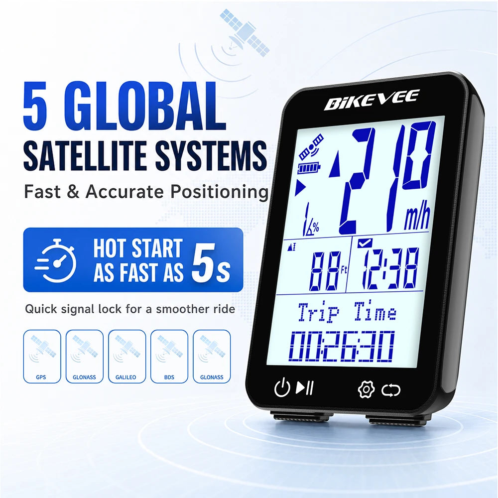 Bikevee GPS Bicycle Computer With Speedometer