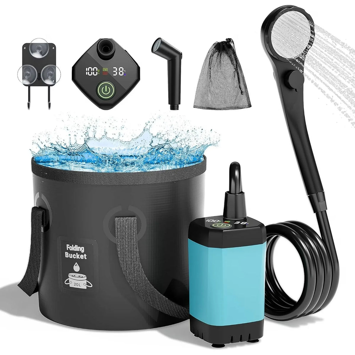 MORIKO Portable Rechargeable Camping Shower Pump