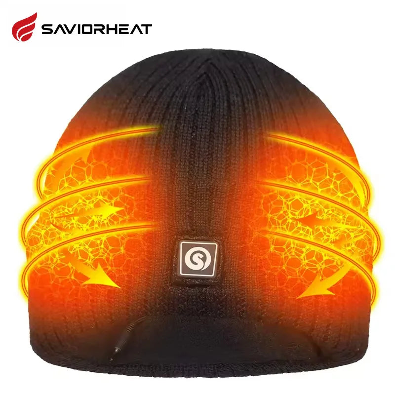 Savior Heated Hat Battery Heated Beanie Electric Rechargeable Warm Winter Heated Fleece Cap