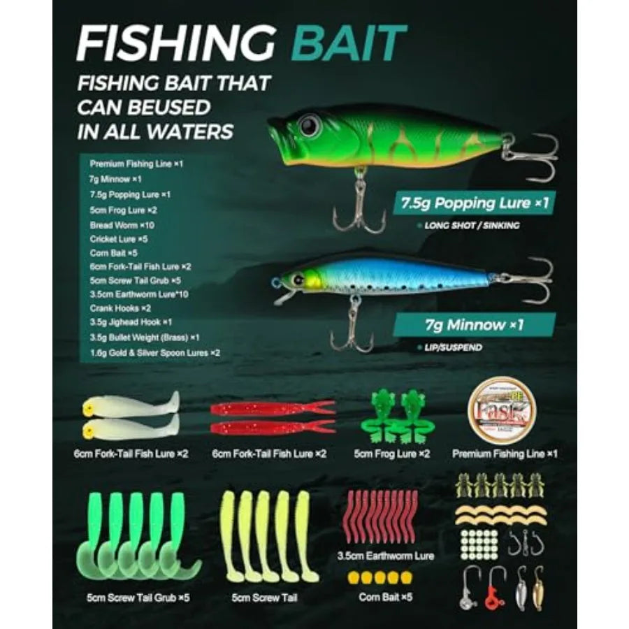 Travel Fishing Rod Combo Set With Lures
