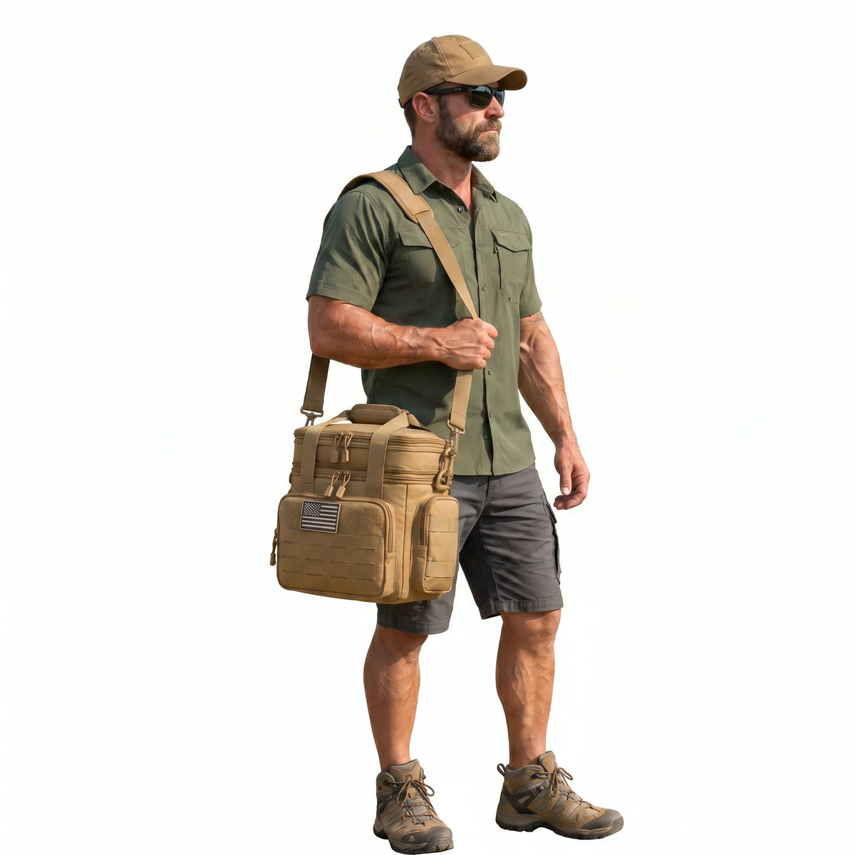 18L Insulated Picnic Cooler Bag Tactical Expandable Leakproof Thermal Bag for Men Women Family Outdoor Camping Beach Park BBQ Travel Large Capacity Heavy Duty Food Drink Cooler Tote Day Trip Tailgate Adults Reusable Shoulder