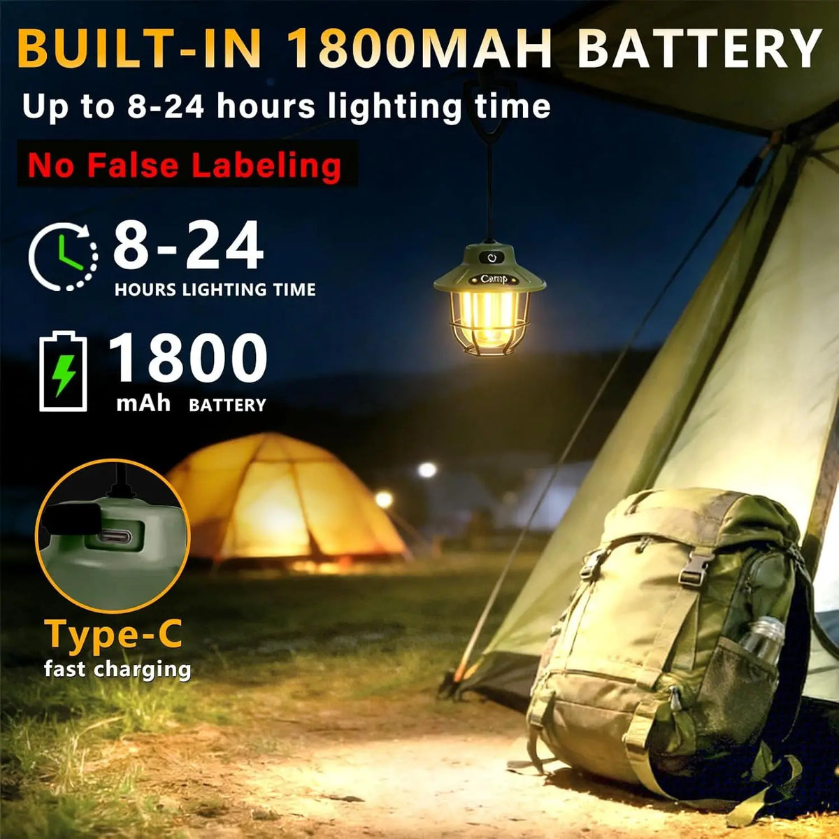Rechargeable LED Camping Lantern With Four Light Modes