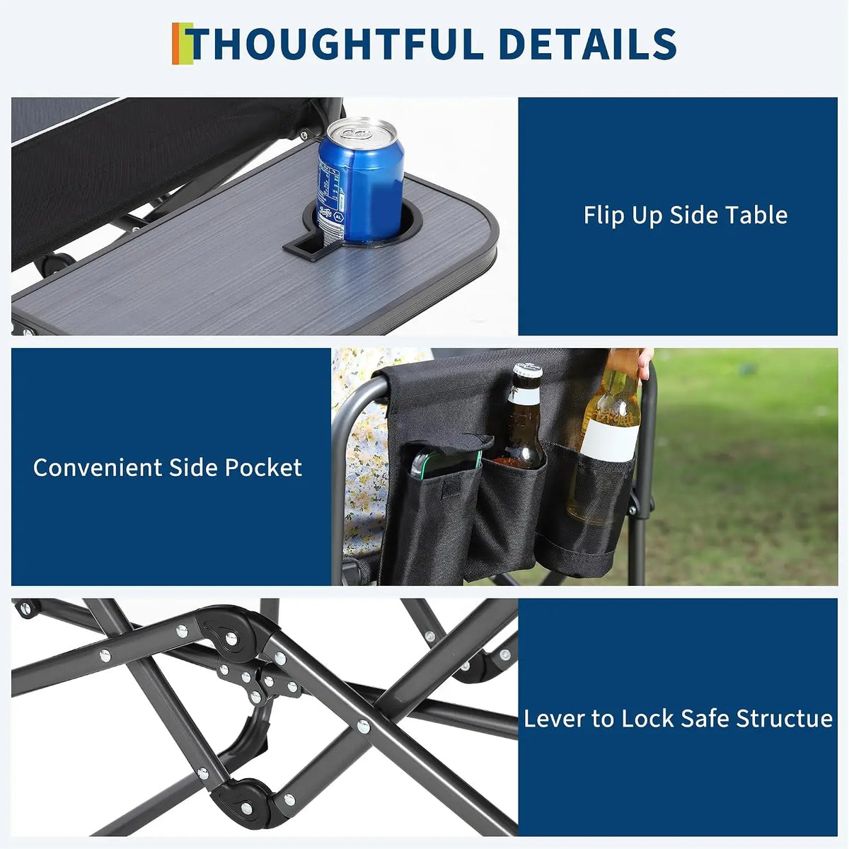 Tacleekii Heavy Duty Folding Camping Chair With Side Table