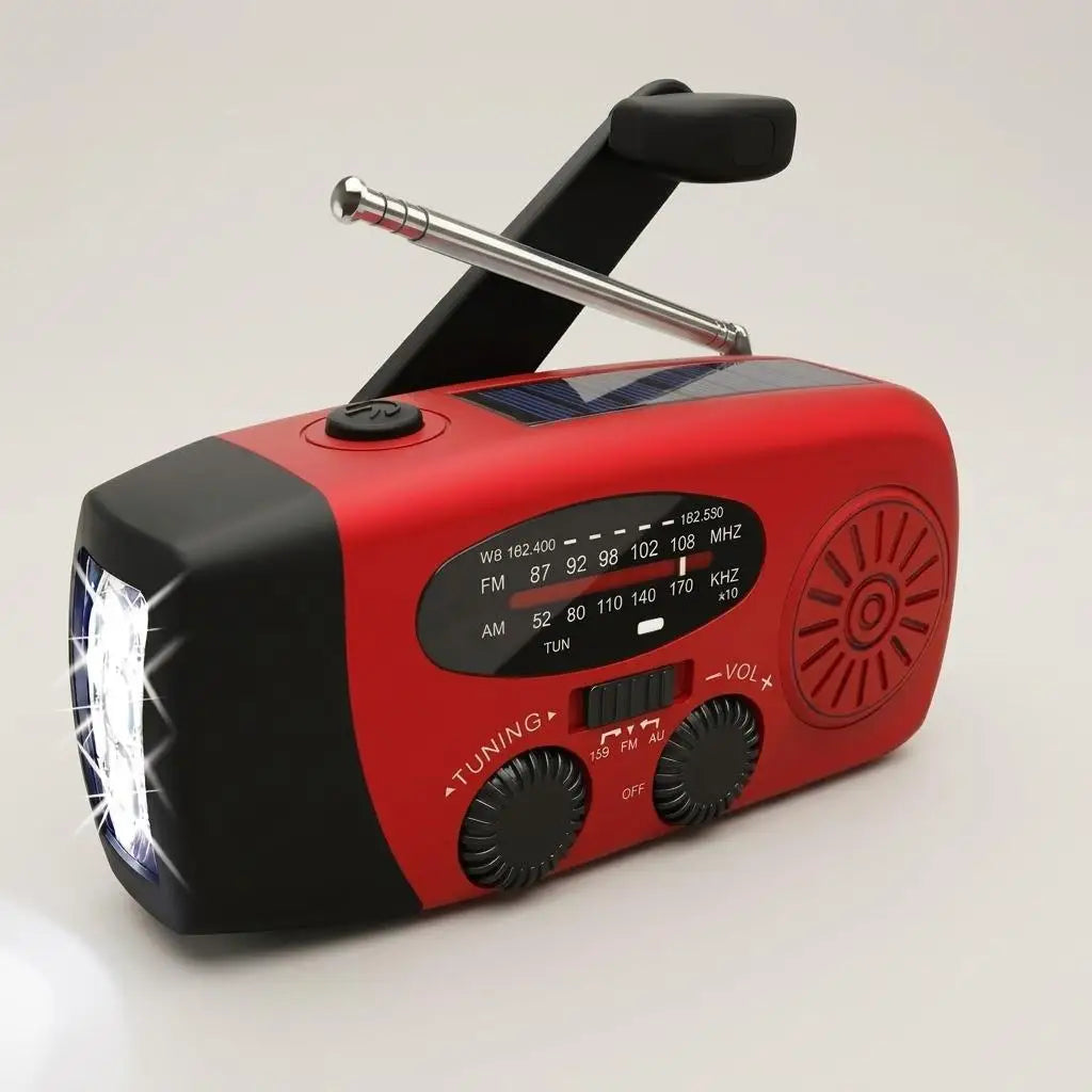 Portable Solar Emergency Weather Radio With Flashlight