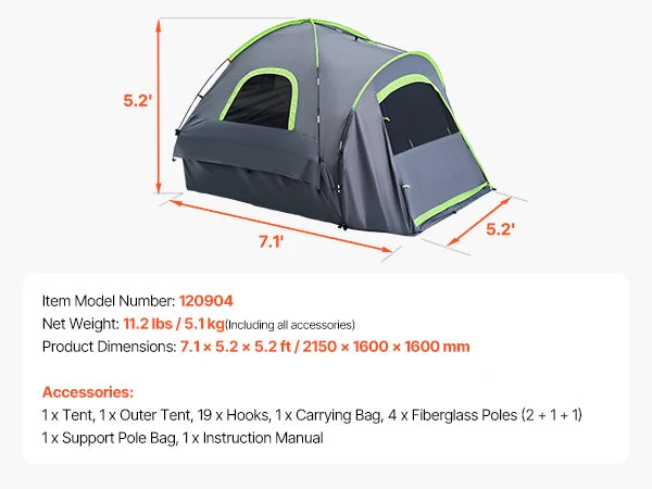 SucceBuy Waterproof Pickup Truck Camping Tent