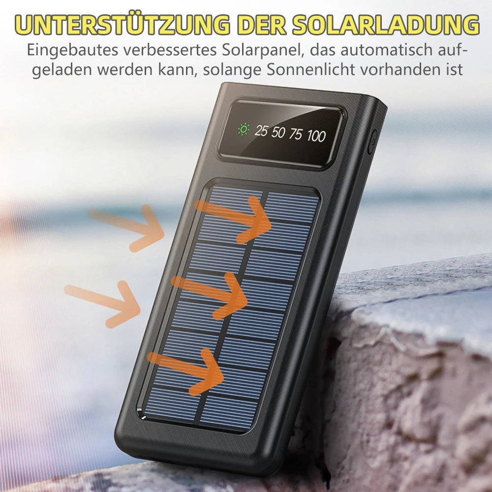 Solar Power Bank With Built In Cables And Flashlight