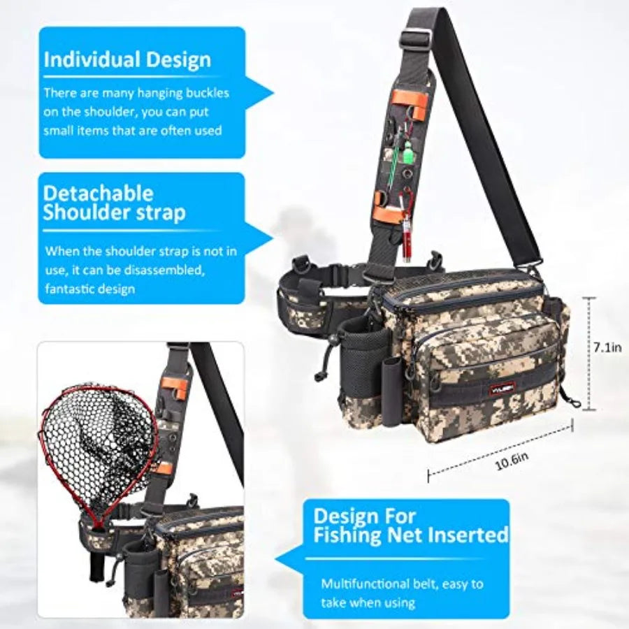 Water Resistant Fishing Tackle Sling Bag