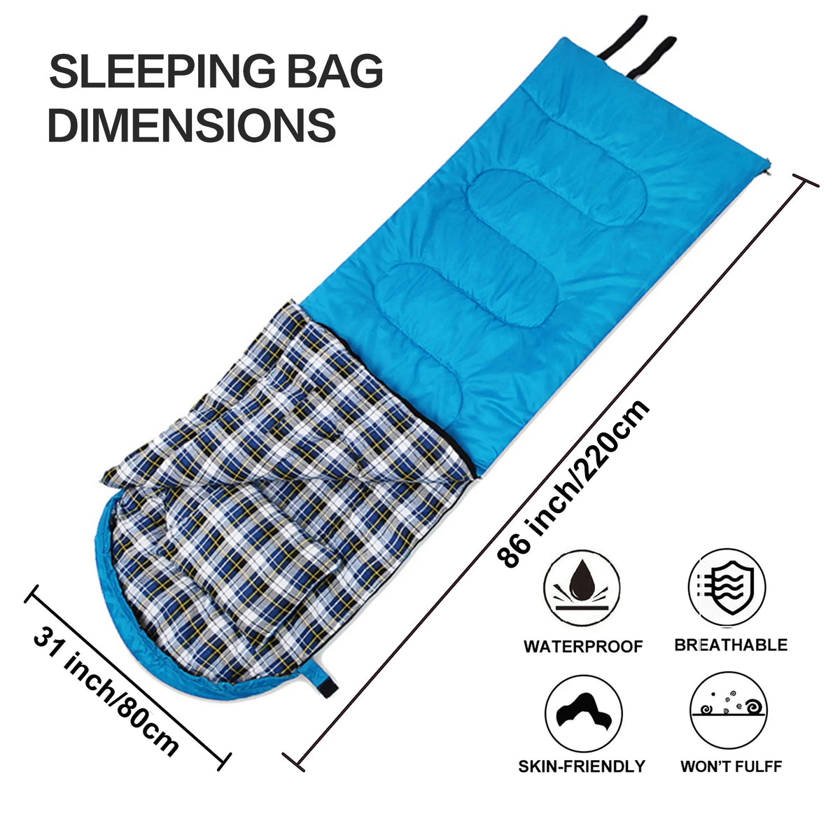 Desert Fox Warm Flannel Sleeping Bag With Pillow
