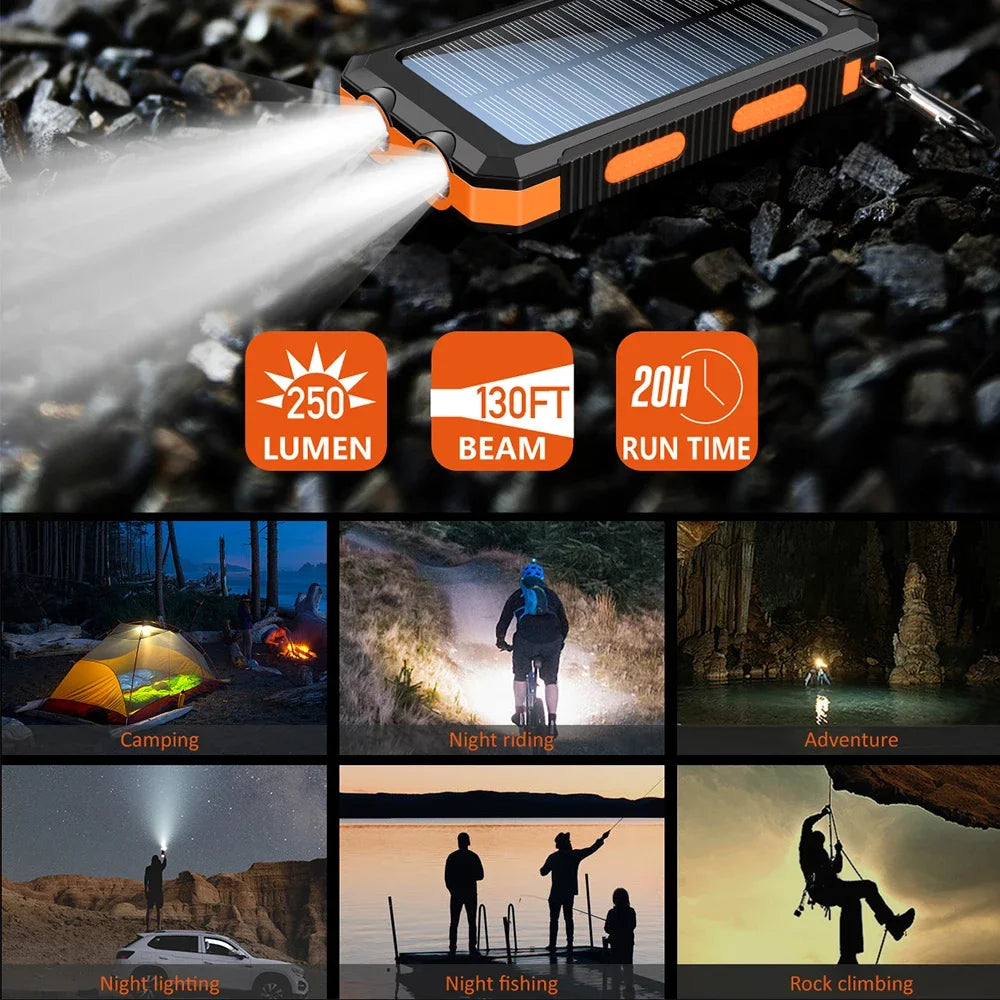 Solar Power Bank With Dual USB Type C And Flashlight