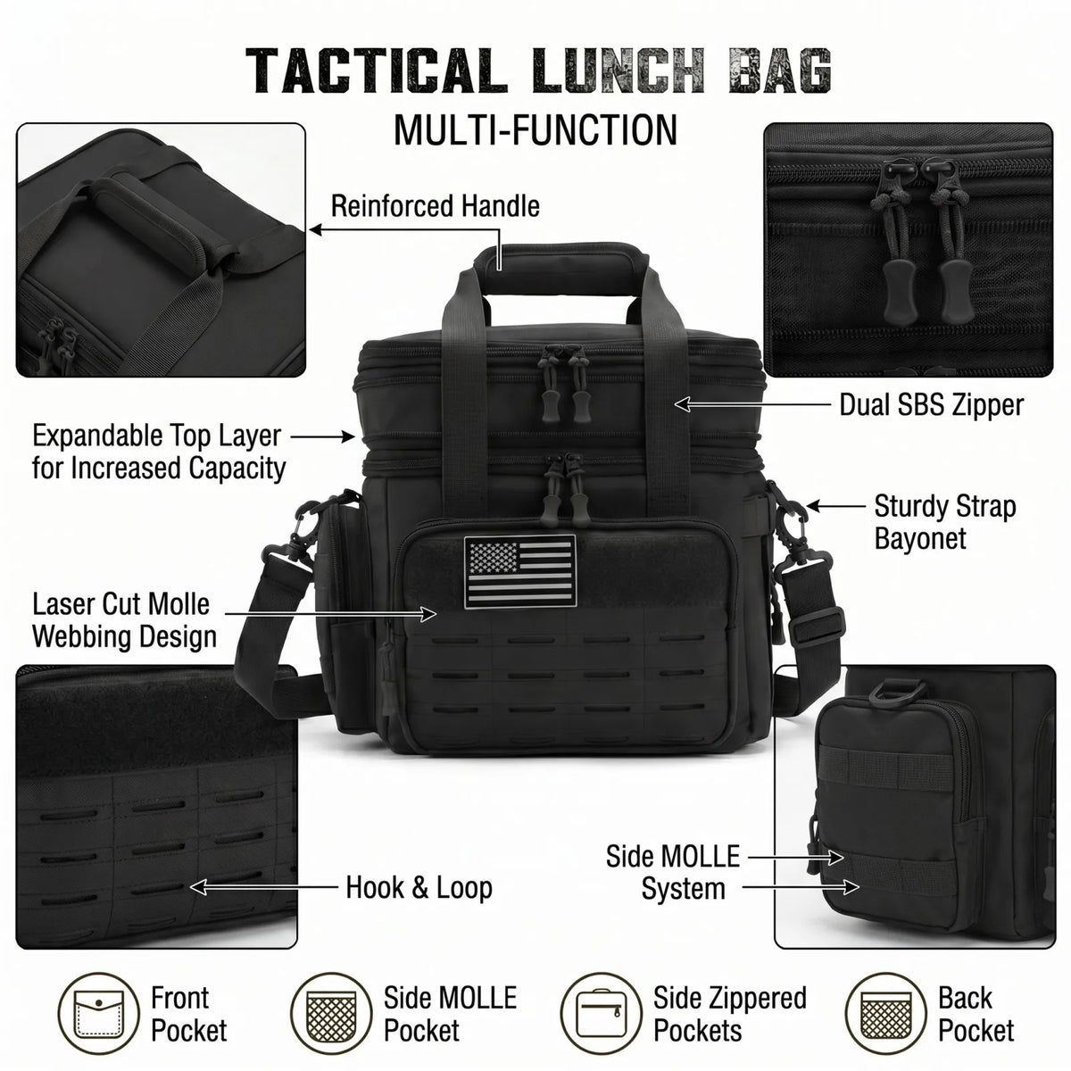 18L Insulated Picnic Cooler Bag Tactical Expandable Leakproof Thermal Bag for Men Women Family Outdoor Camping Beach Park BBQ Travel Large Capacity Heavy Duty Food Drink Cooler Tote Day Trip Tailgate Adults Reusable Shoulder