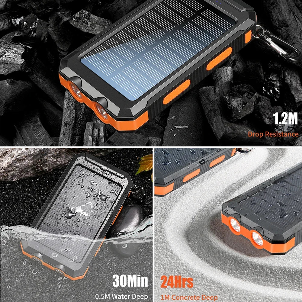 Solar Power Bank With Dual USB Type C And Flashlight