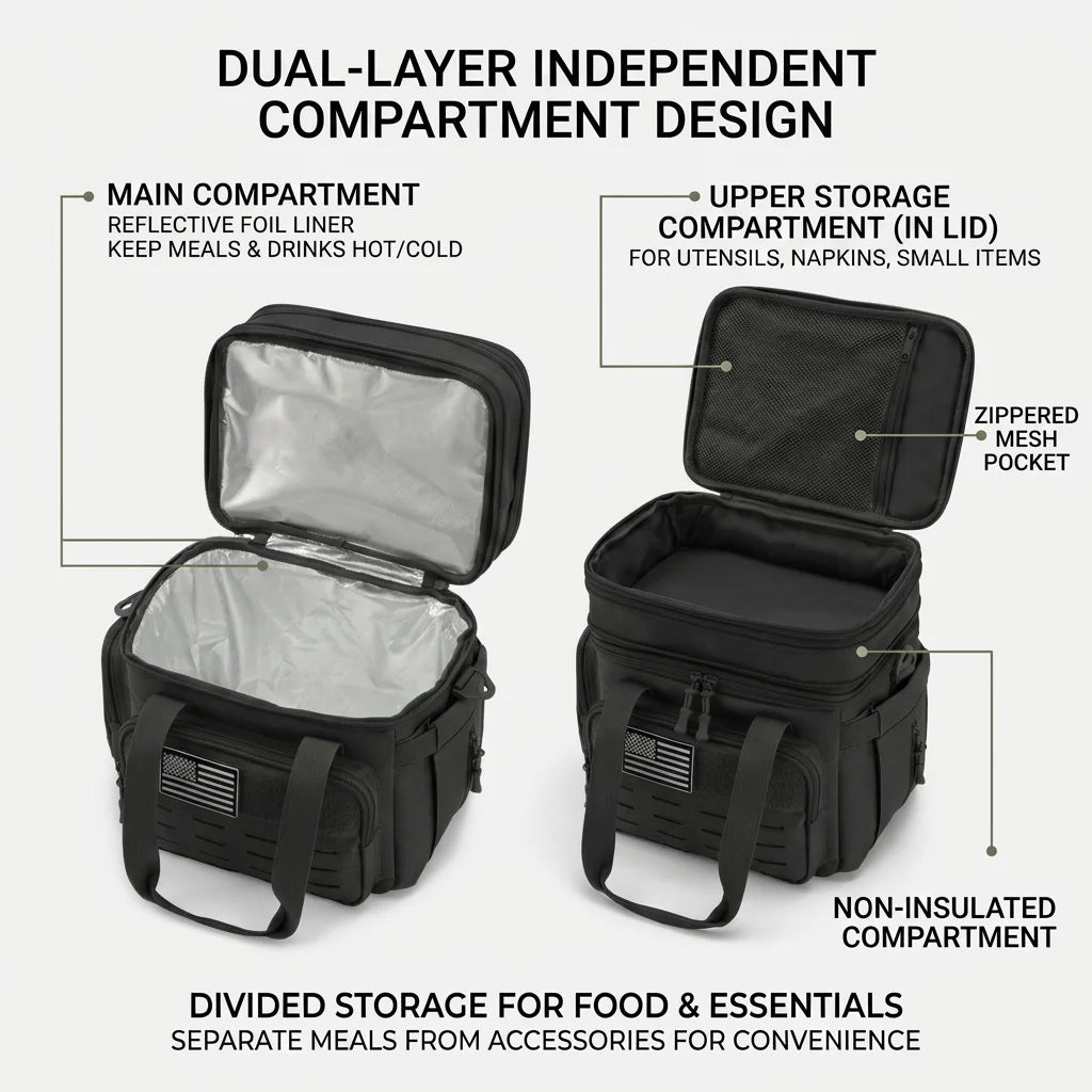 18L Insulated Picnic Cooler Bag Tactical Expandable Leakproof Thermal Bag for Men Women Family Outdoor Camping Beach Park BBQ Travel Large Capacity Heavy Duty Food Drink Cooler Tote Day Trip Tailgate Adults Reusable Shoulder
