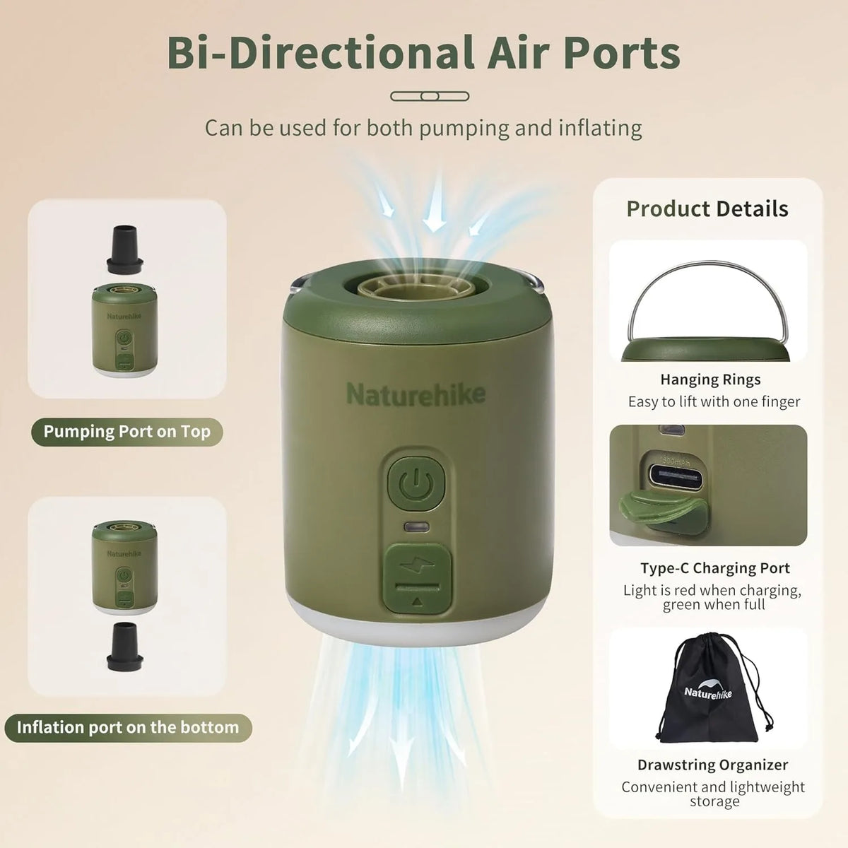 Naturehike Portable Electric Air Pump for Camping