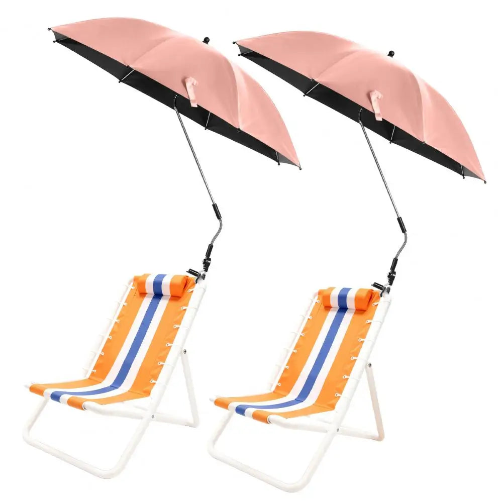 Two Pack Adjustable Beach Chair Umbrellas With Clamps