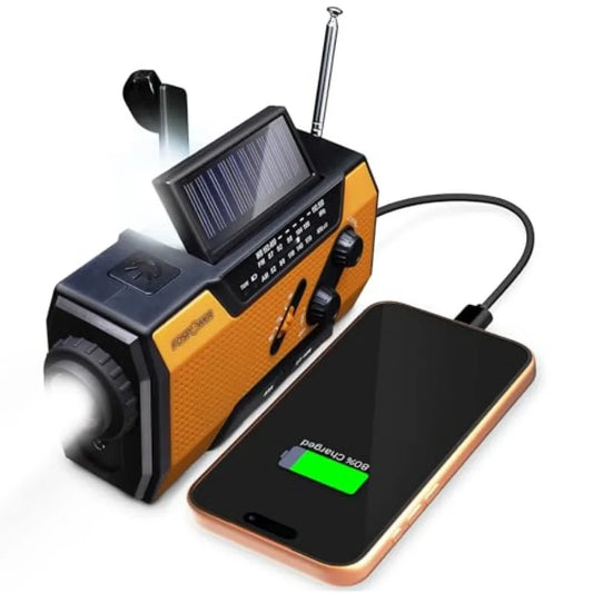 Emergency Weather Radio With Solar Hand Crank Charger