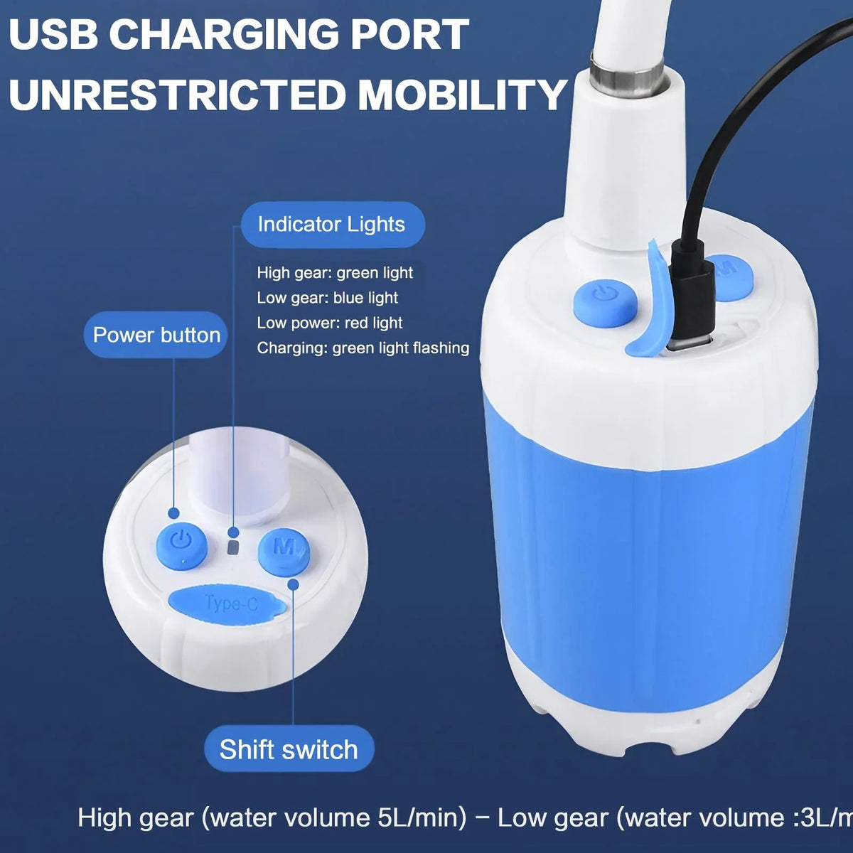 Portable Rechargeable Handheld Shower Sprayer Kit