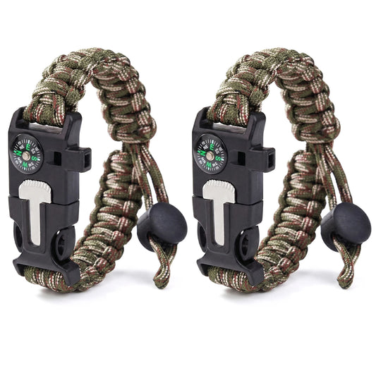 Paracord Survival Bracelet With Fire Starter Compass