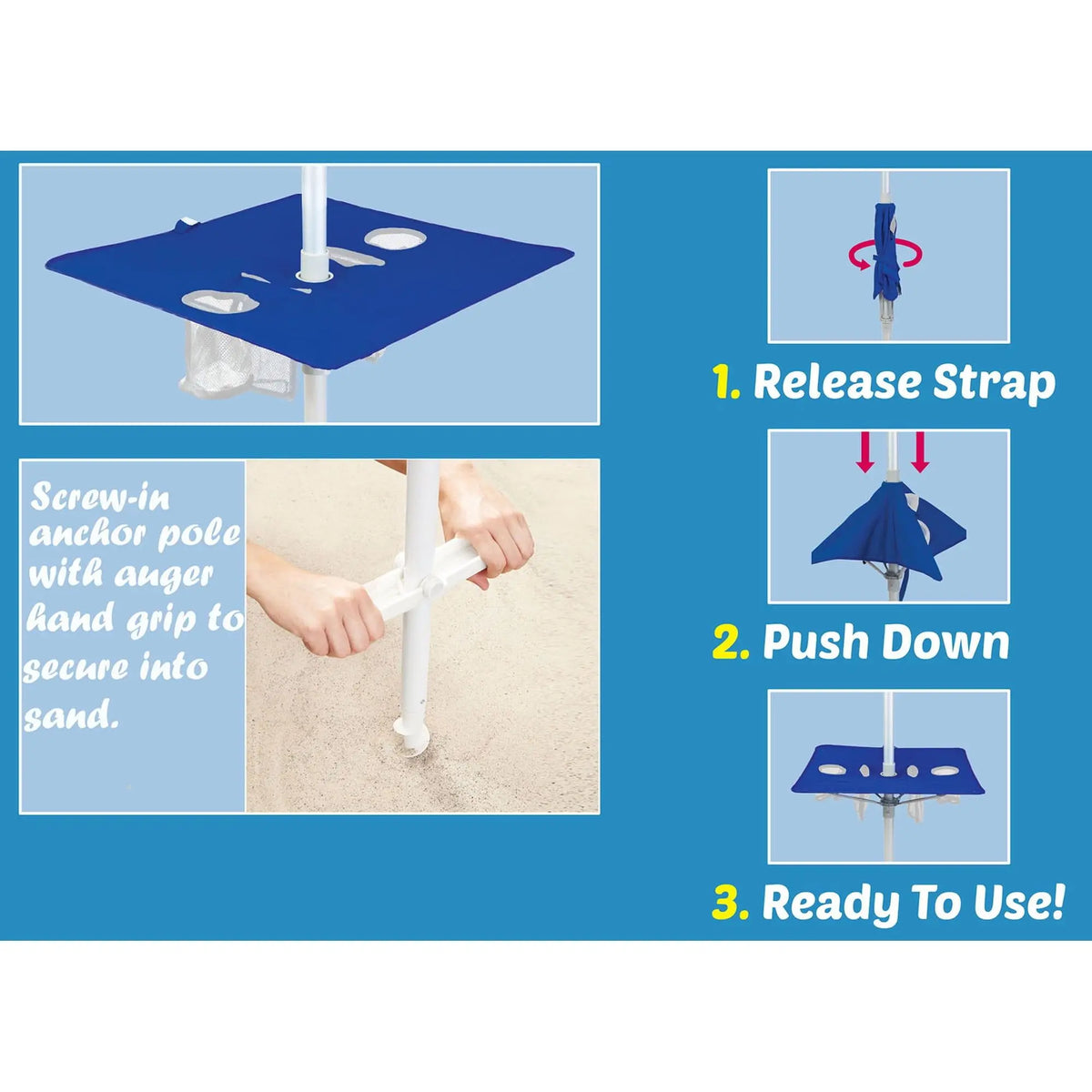 Beach Umbrella With Folding Table And UV Protection