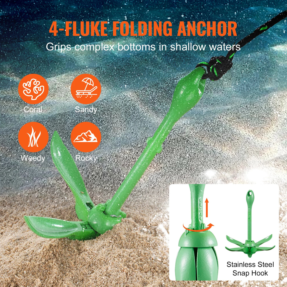 SucceBuy Kayak Anchor Kit With Folding Anchor