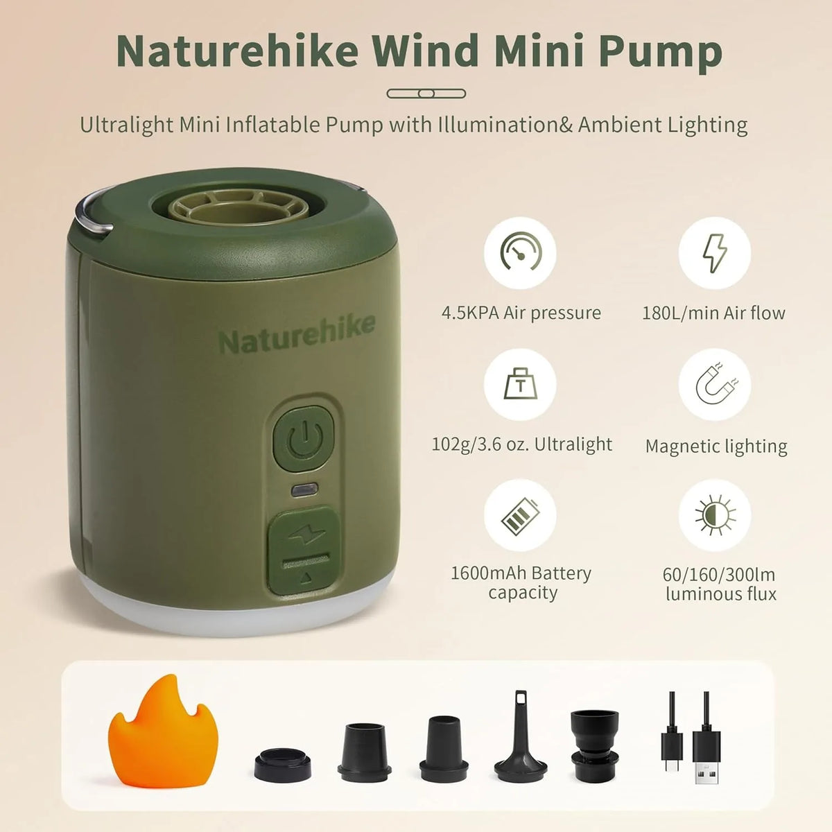 Naturehike Portable Electric Air Pump for Camping