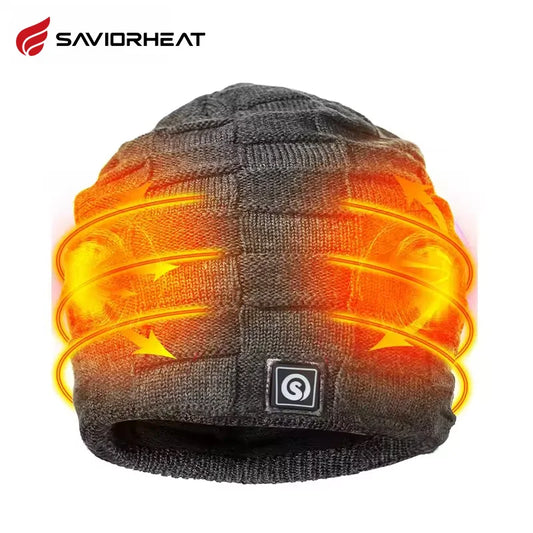 Savior Heated Hat Battery Heated Beanie Electric Rechargeable Warm Winter Heated Fleece Cap