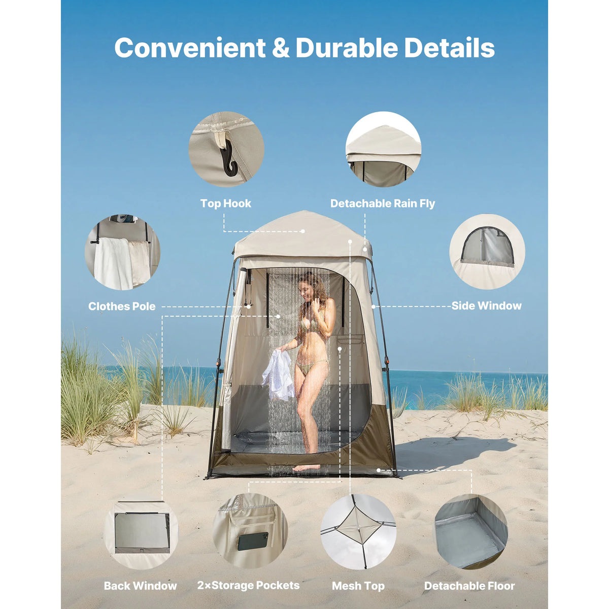 SucceBuy Foldable Camping Shower Privacy Tent