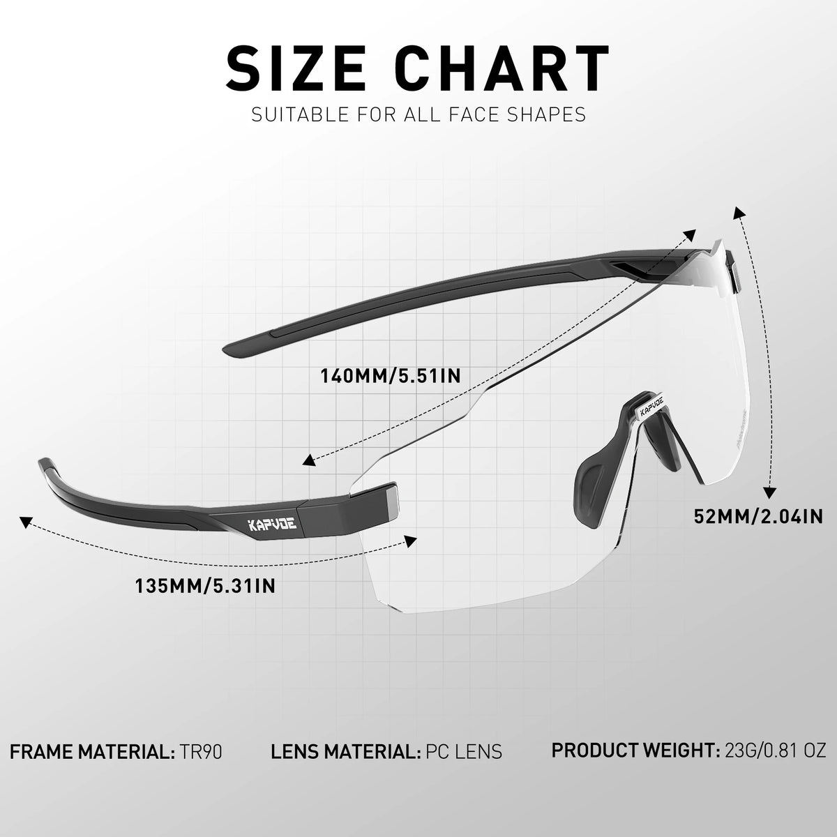 KAPVOE Photochromic Cycling Sports Sunglasses