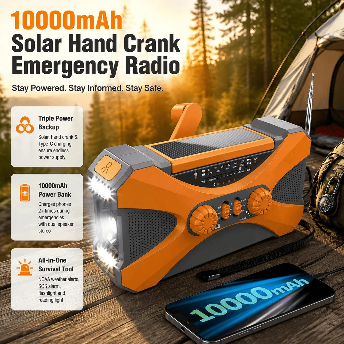 Stonego Solar Hand Crank Emergency Radio