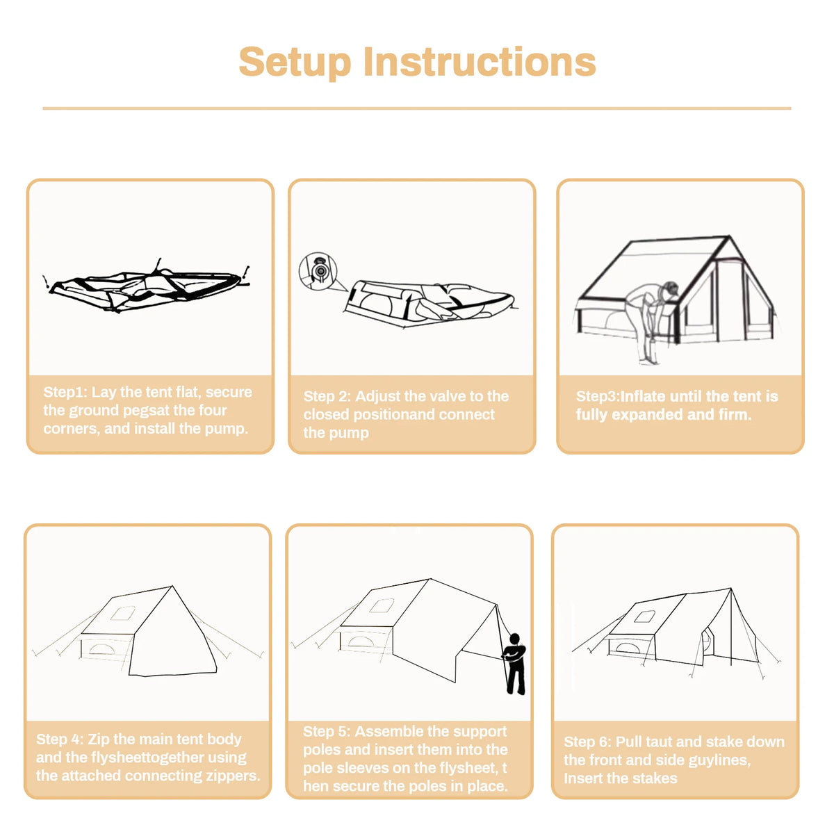 Pakicetus Inflatable Camping Tent With Sun Canopy