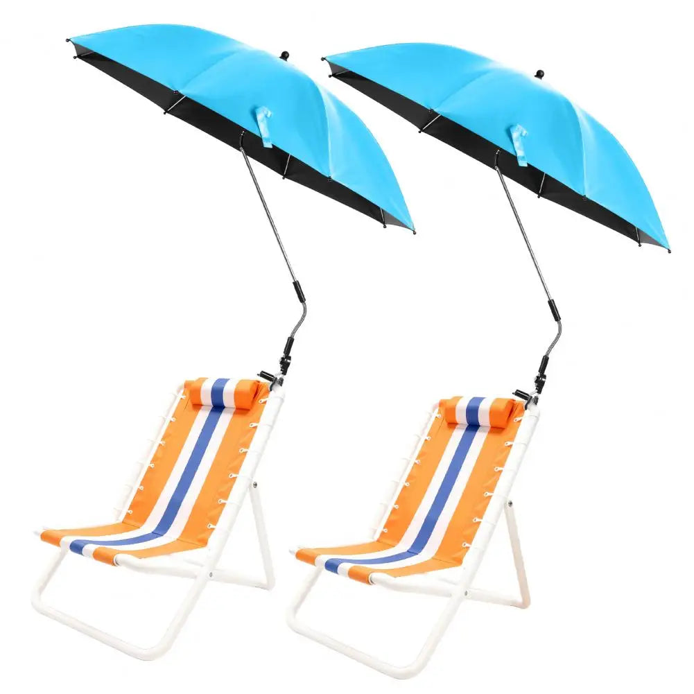 Two Pack Adjustable Beach Chair Umbrellas With Clamps