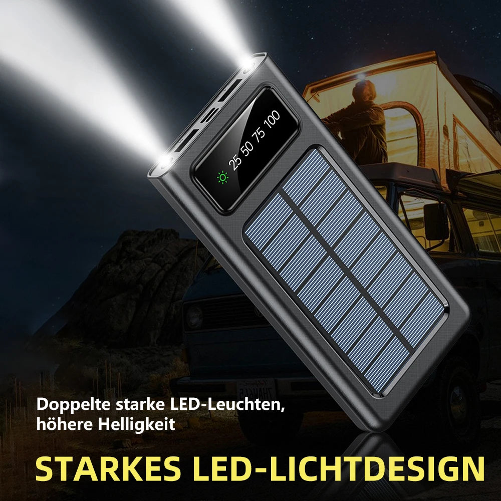 Solar Power Bank With Built In Cables And Flashlight