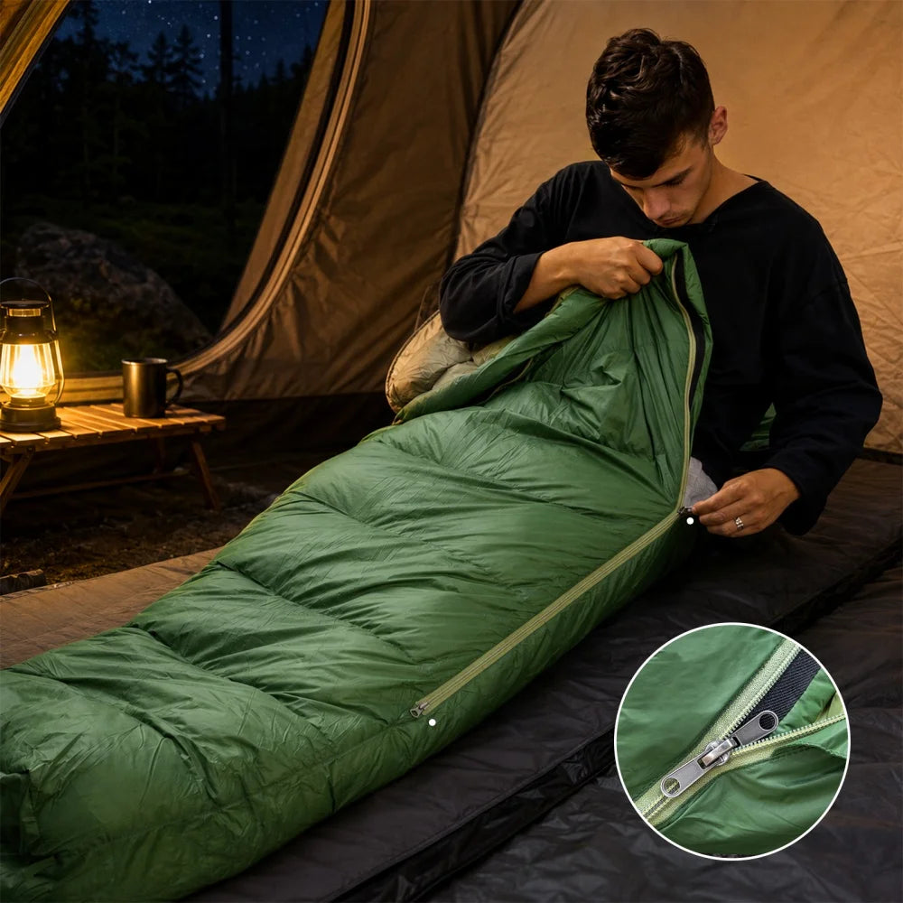 Night Cat Duck Down Mummy Sleeping Bag for Camping