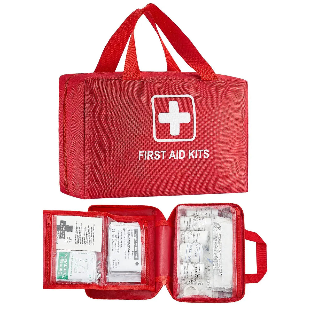 First Aid Kit, 500 Pieces, 600D Nylon Large Survival First Aid Bag, Emergency Medical Supplies, for Home, Car, Office, Travel, Camping, Truck, Hiking, Sports, Vehicle and Outdoor Emergencies