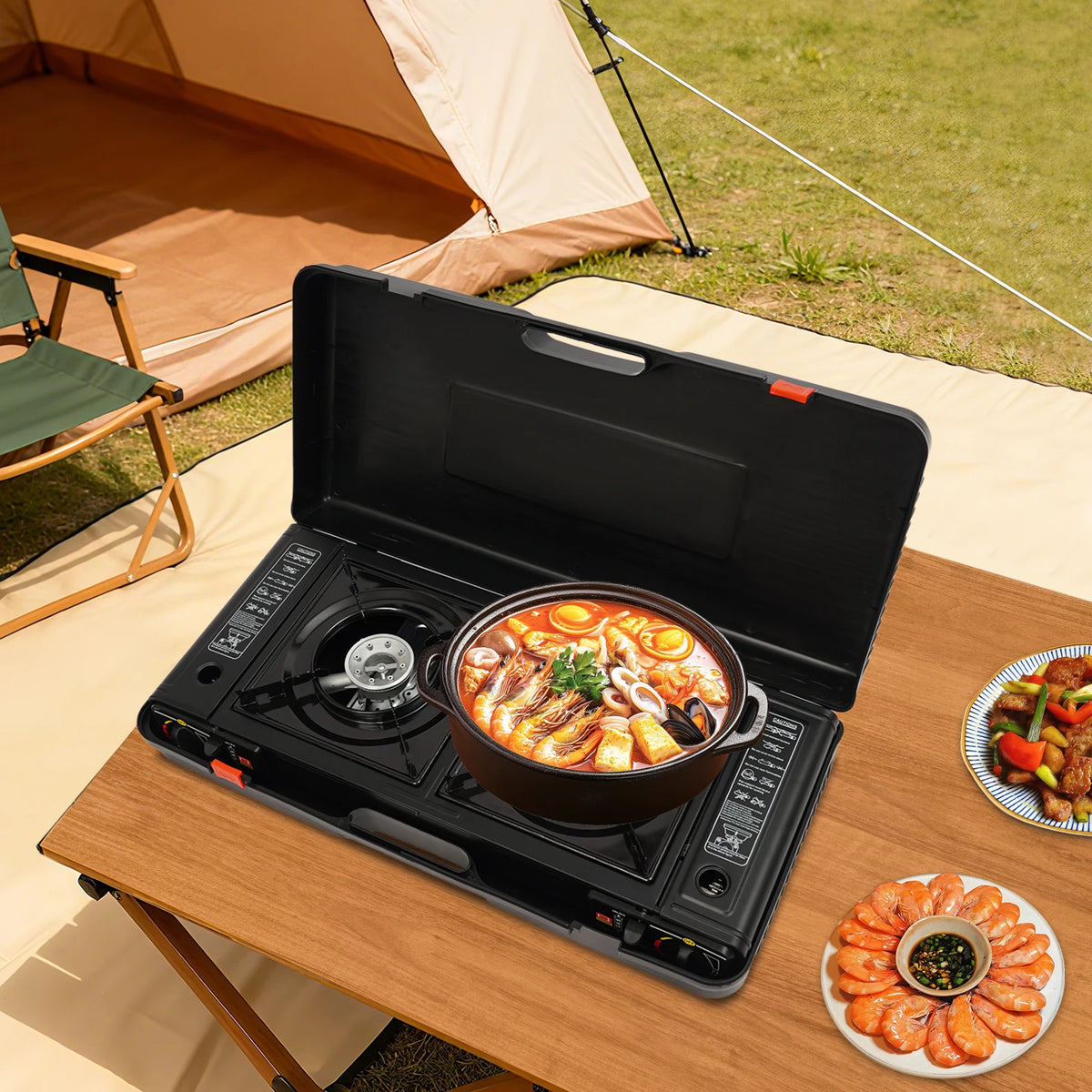 Bymaocar Portable Two Burner Camping Stove