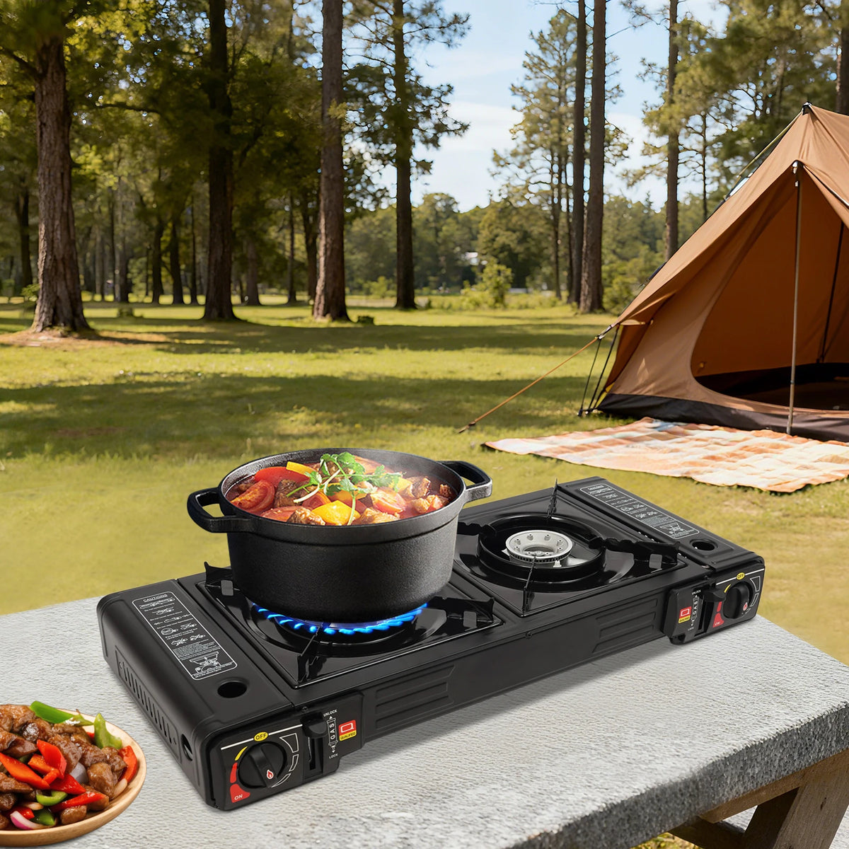 Bymaocar Portable Two Burner Camping Stove
