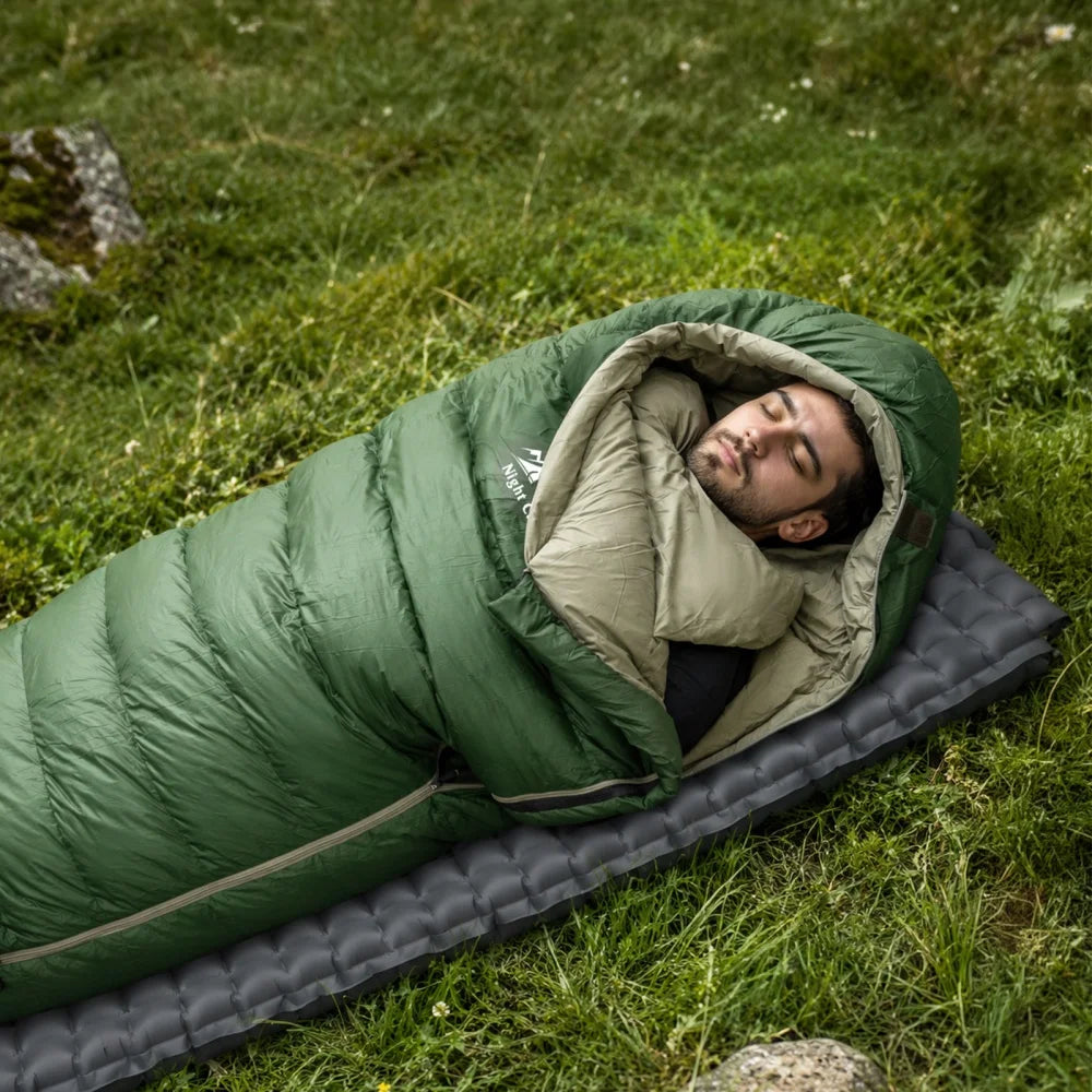Night Cat Duck Down Mummy Sleeping Bag for Camping