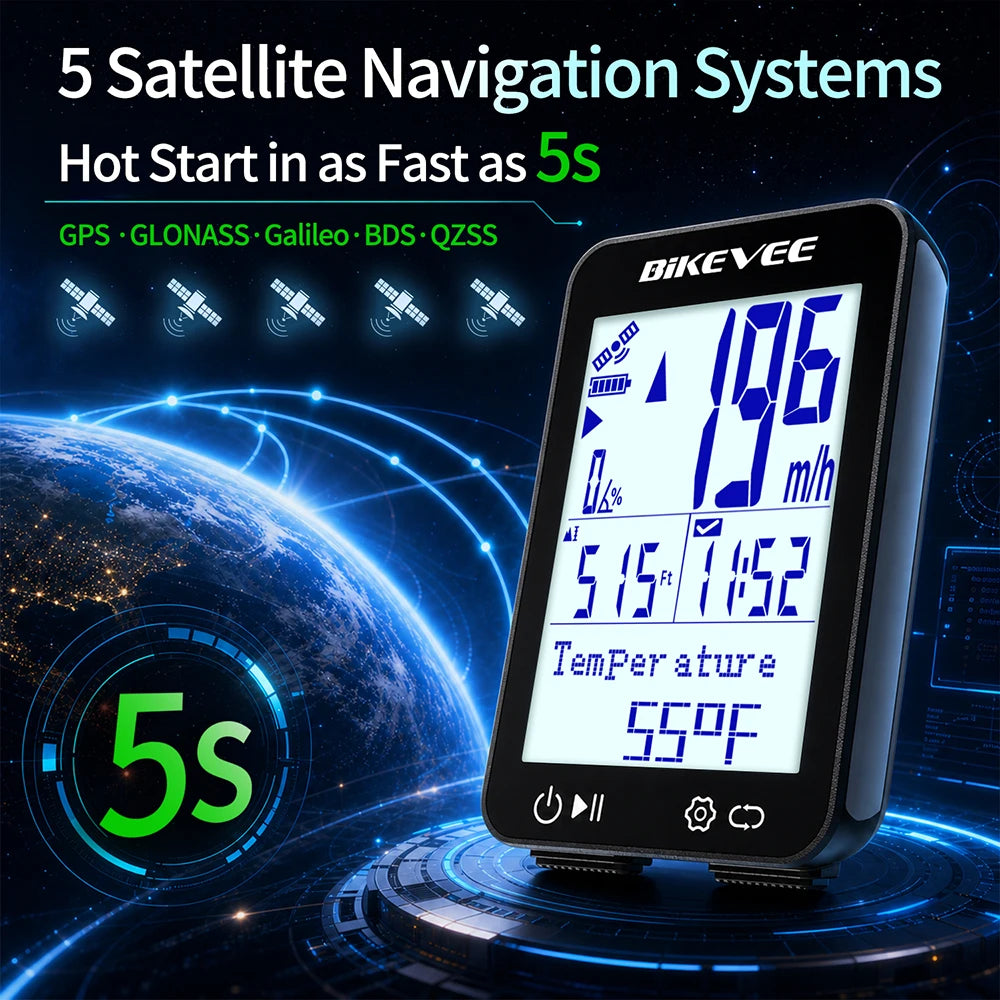 Bikevee GPS Bicycle Computer With Speedometer