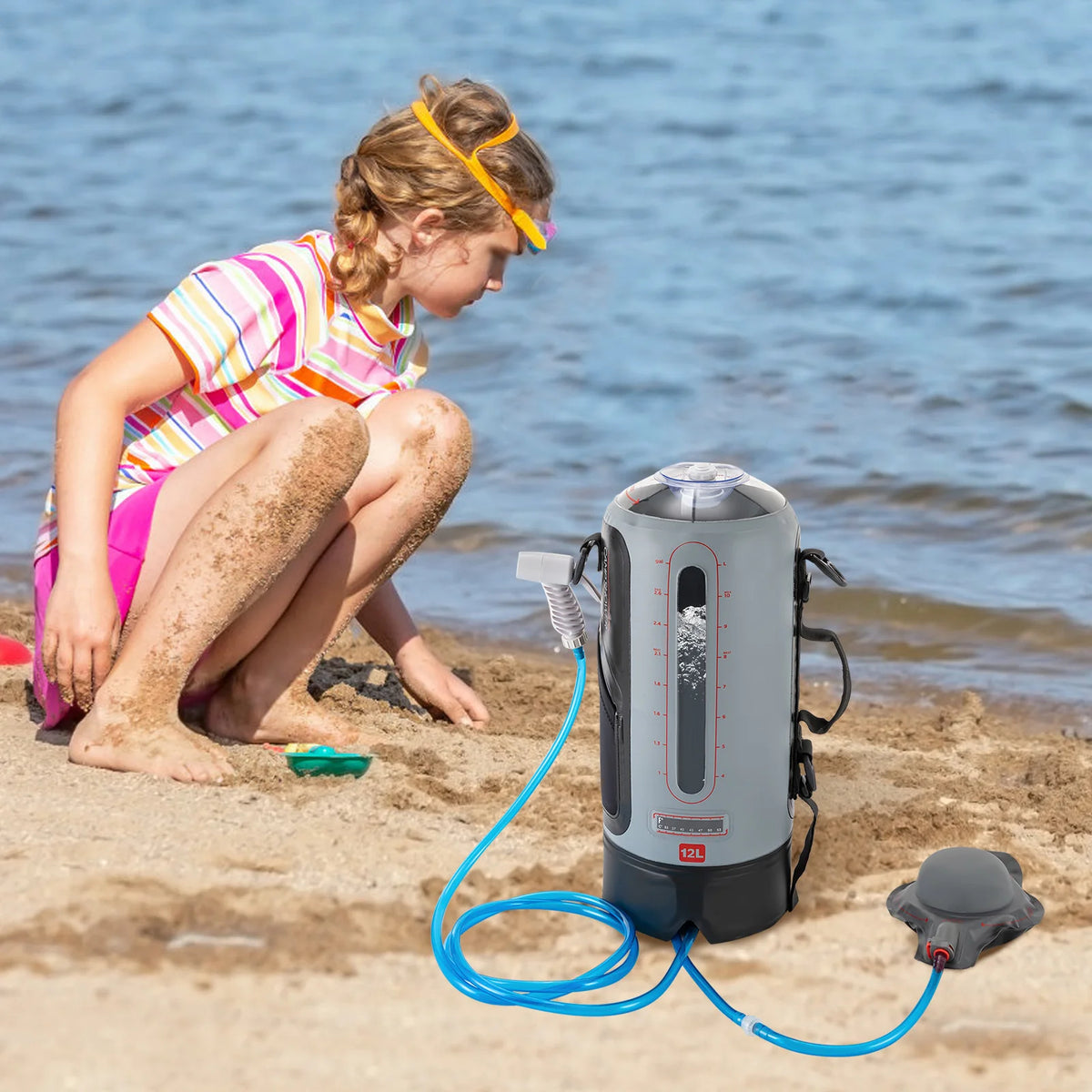 Portable Solar Camping Shower With Pump and Hose
