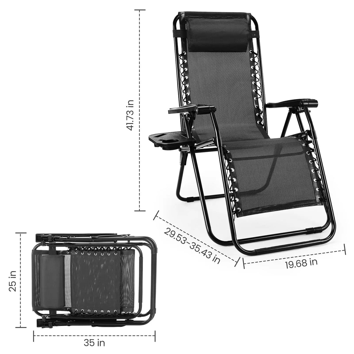 JHK Portable Zero Gravity Outdoor Recliner Chair