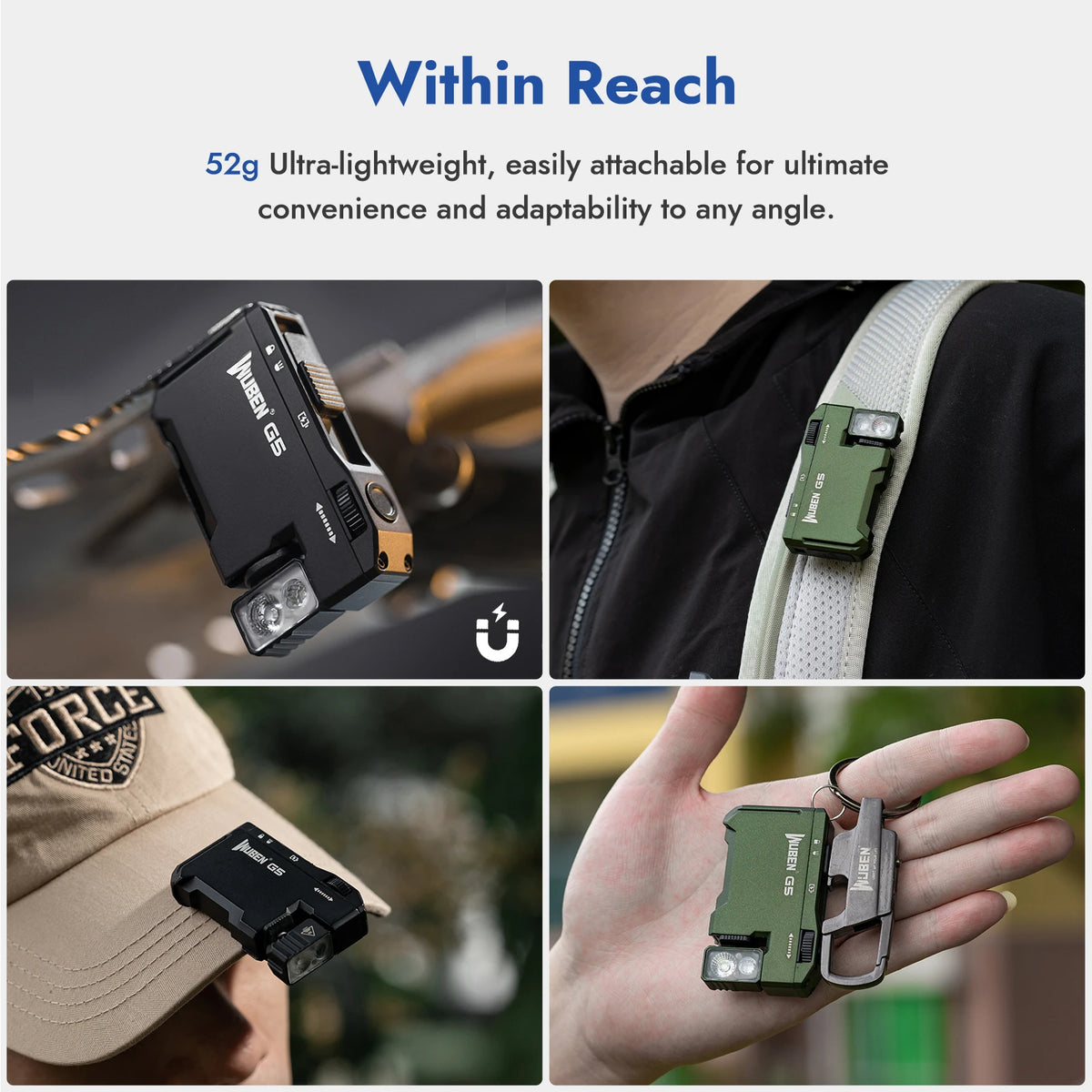 WUBEN Magnetic Rechargeable Keychain Flashlight