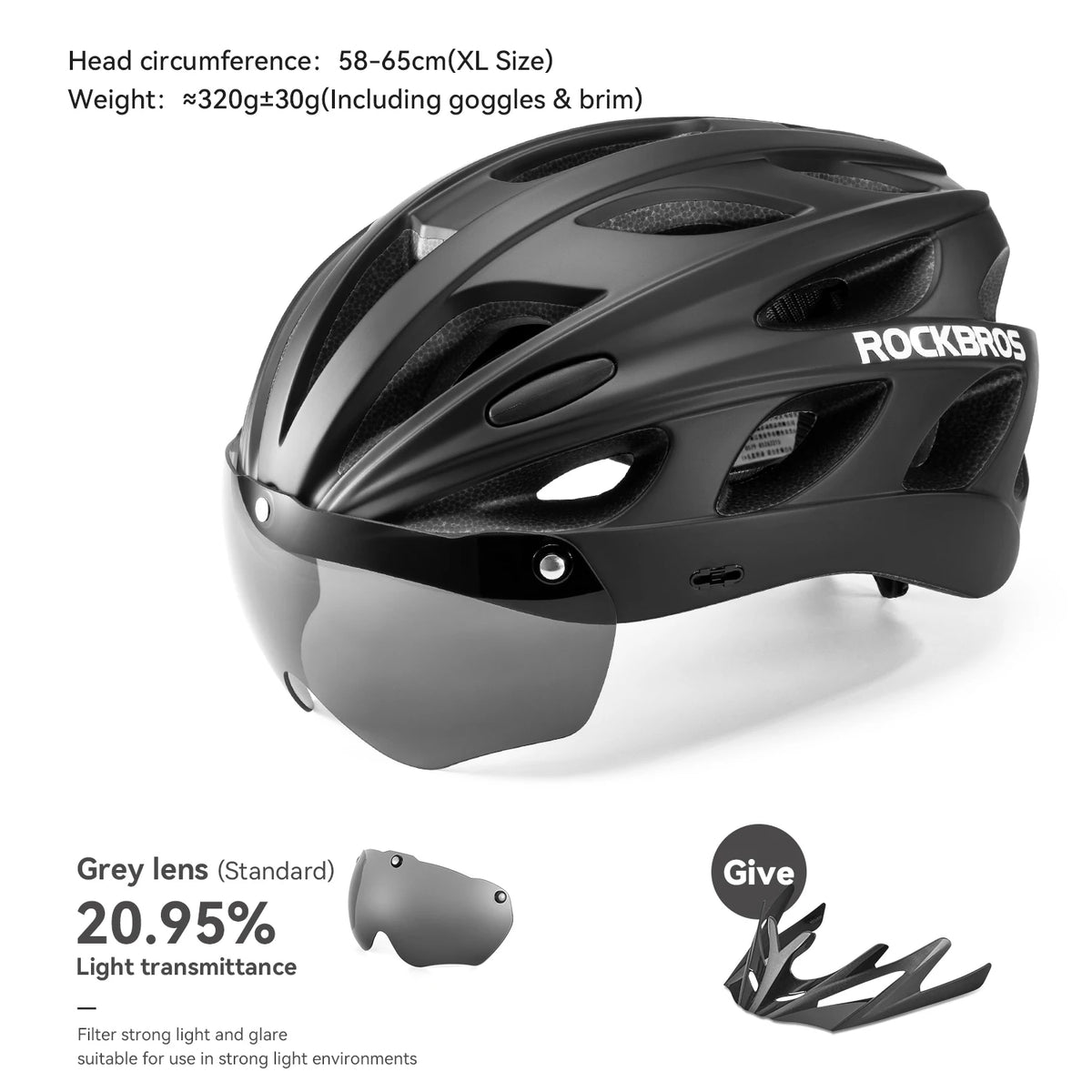 ROCKBROS Lightweight Cycling Helmet With Goggles