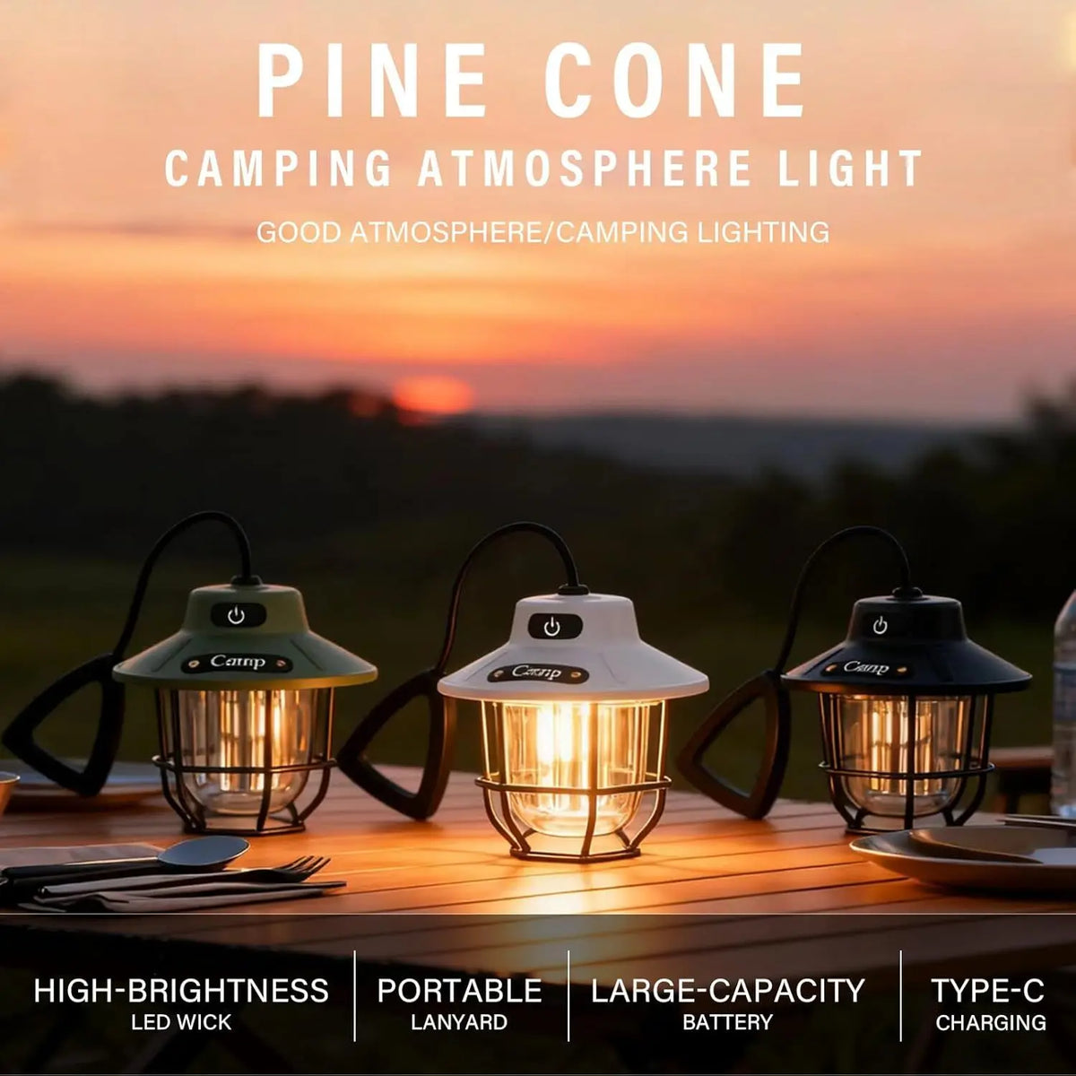 Rechargeable LED Camping Lantern With Four Light Modes