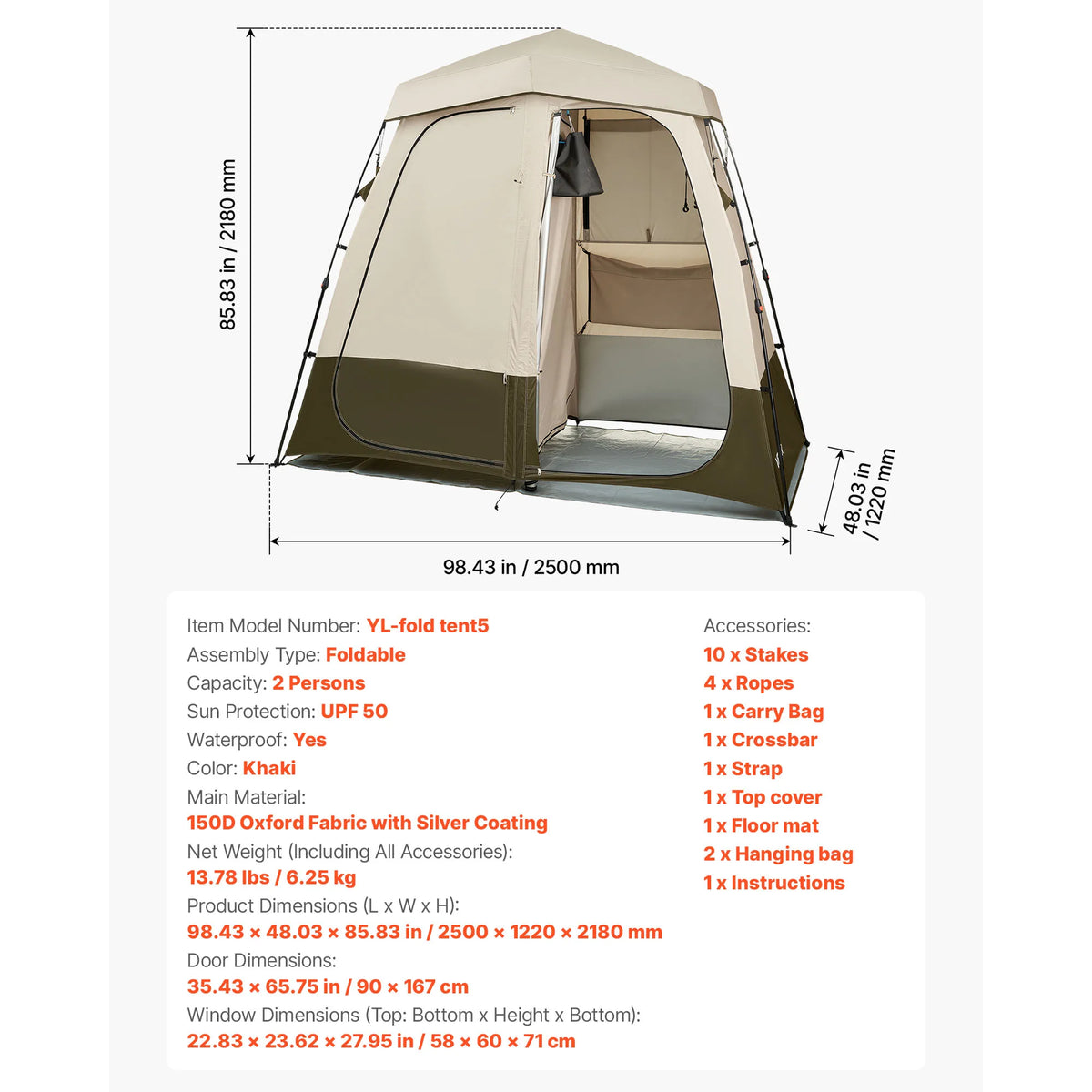 SucceBuy Foldable Camping Shower Privacy Tent