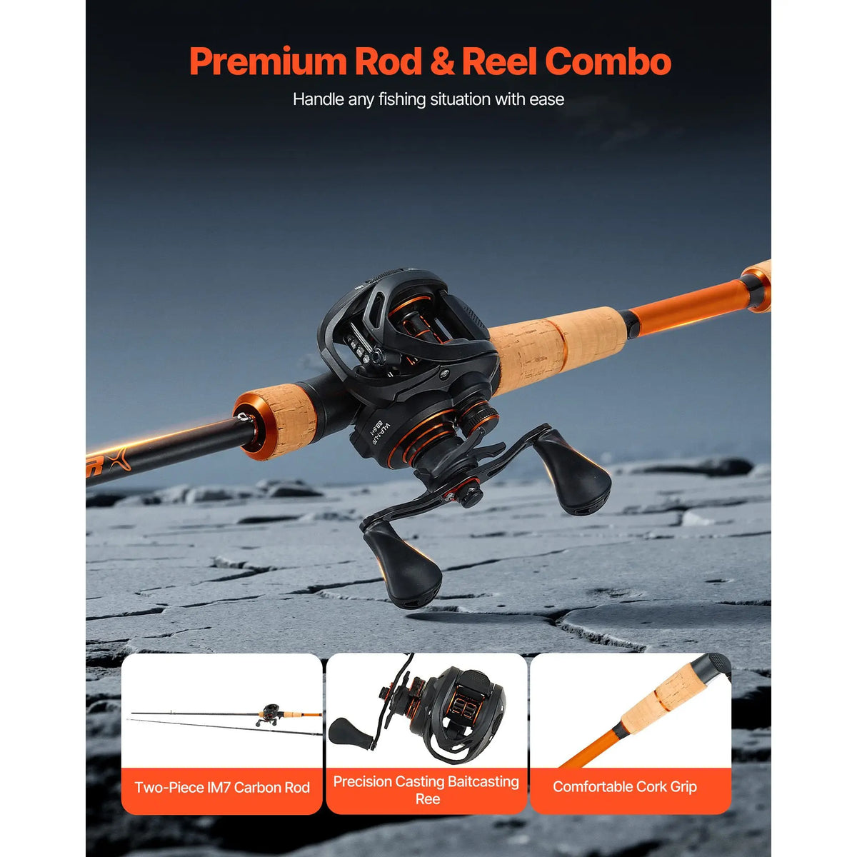 Carbon Fiber Baitcasting Rod And Reel Combo