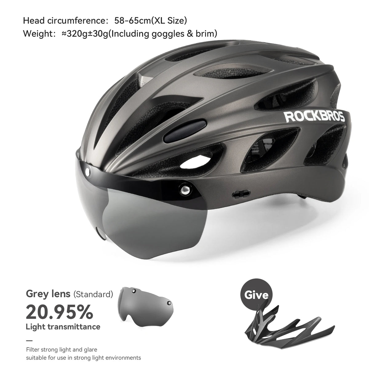 ROCKBROS Lightweight Cycling Helmet With Goggles