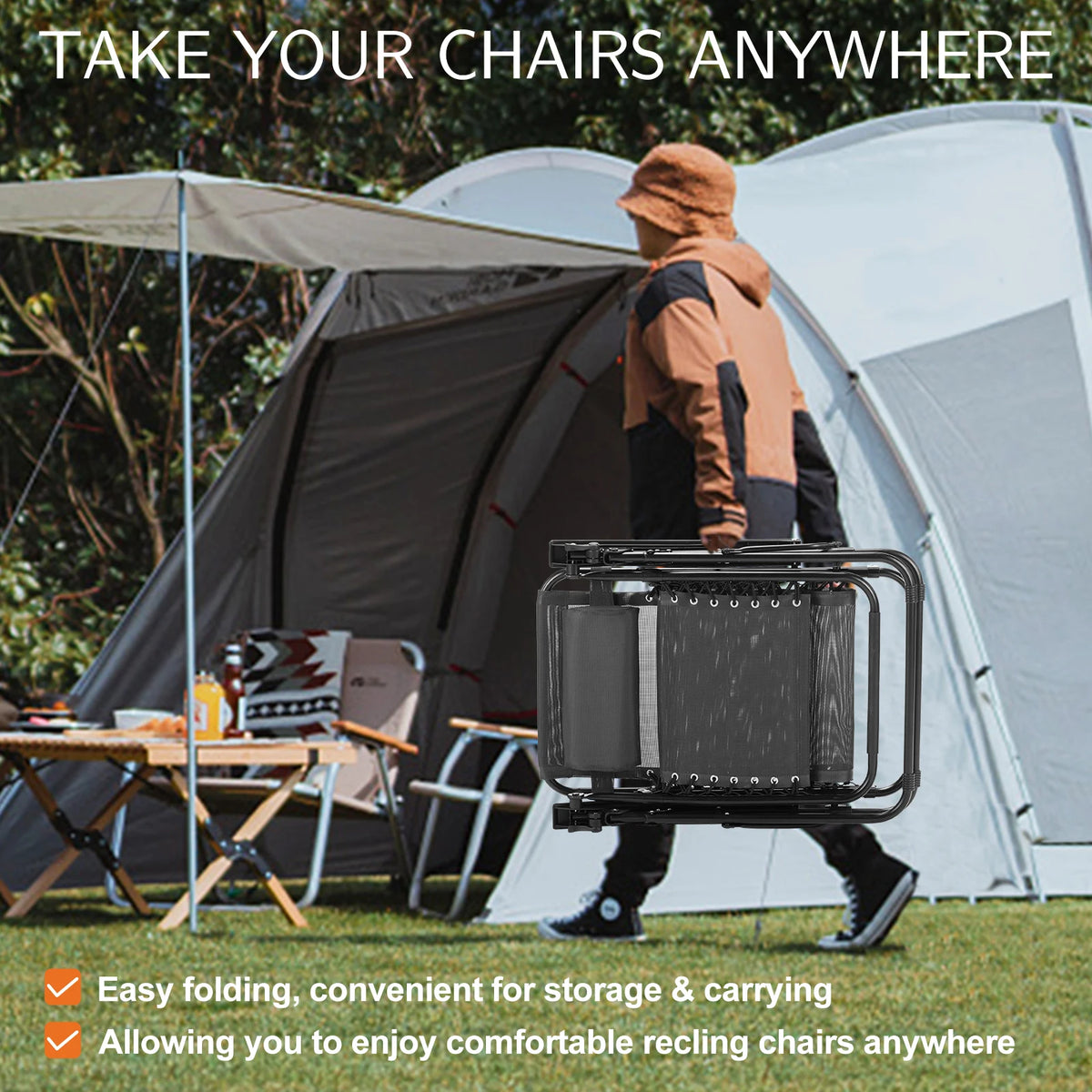 JHK Portable Zero Gravity Outdoor Recliner Chair