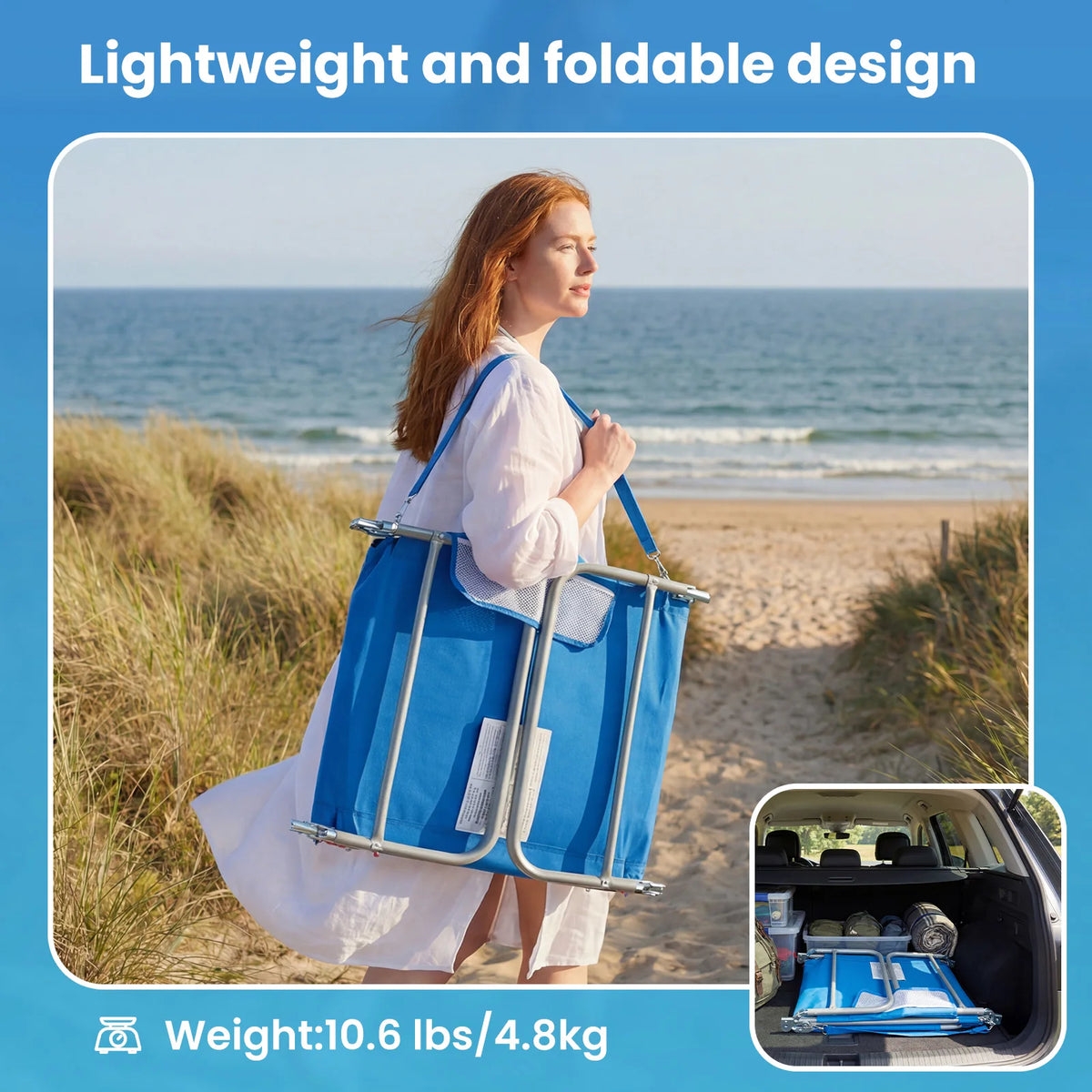 JHK Adjustable Folding Beach Lounge Chair