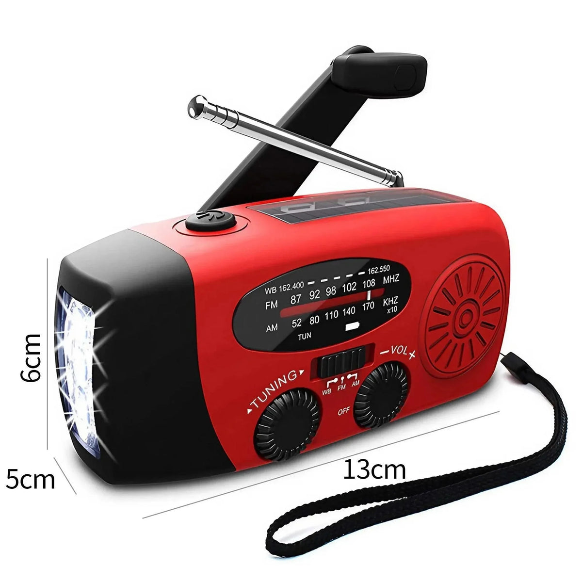 Portable Solar Emergency Weather Radio With Flashlight