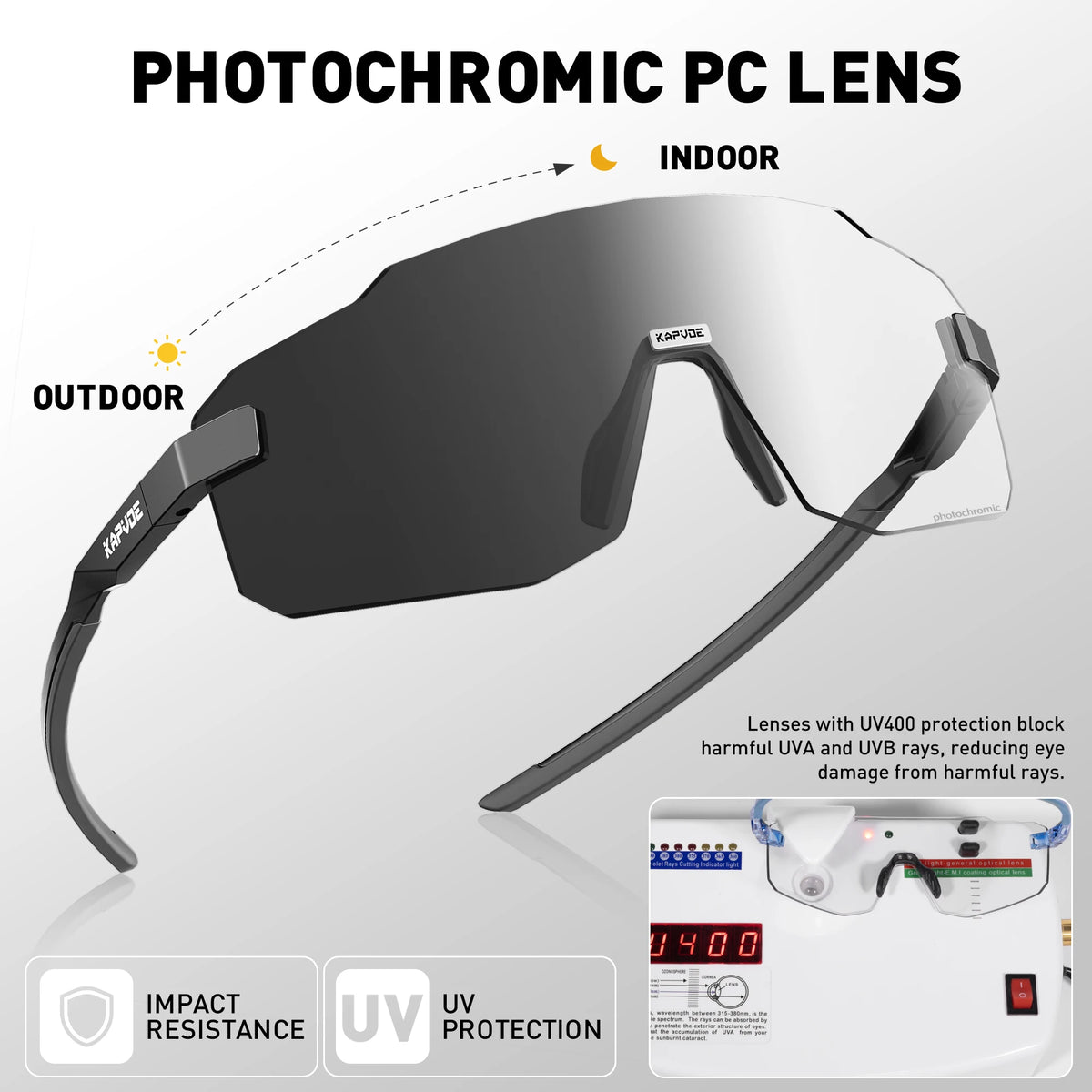 KAPVOE Photochromic Cycling Sports Sunglasses