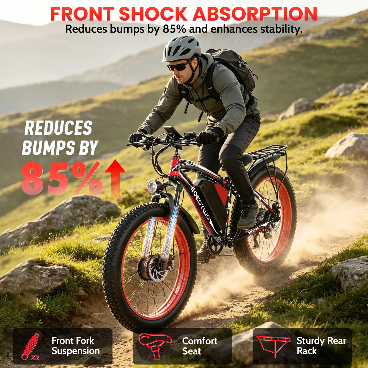 EOEOTWO Electric Fat Tire Mountain Ebike